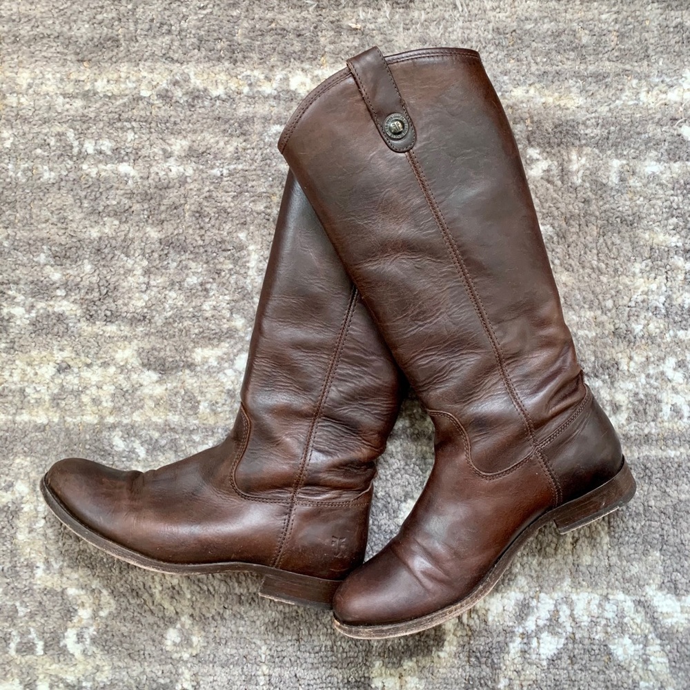 FRYE Melissa Button 2 Pull On Leather Boots 8.5